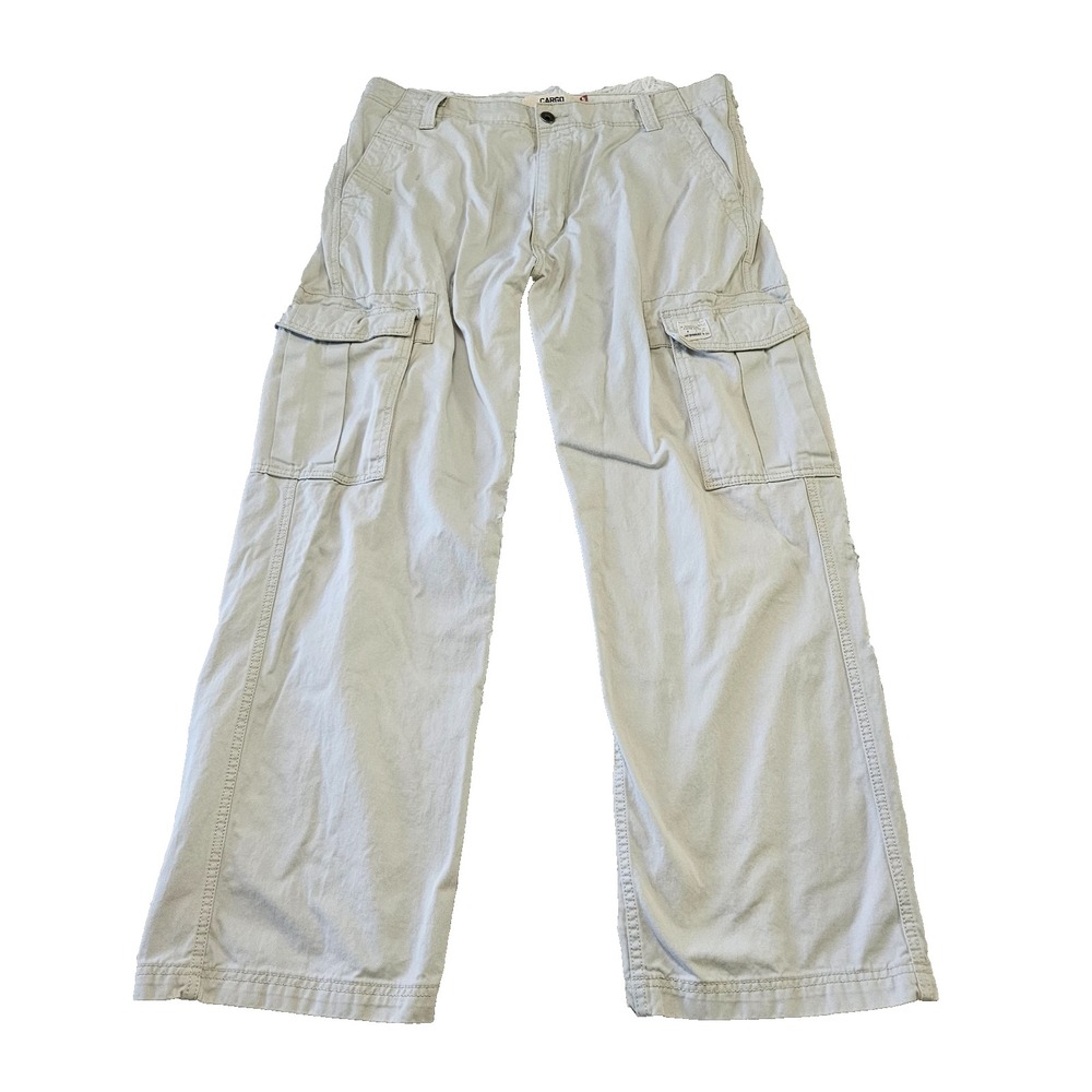 Levis Mens Loose Straight Y2k Cargo Khaki Baggy Skater Streetwear Pants Sz 36